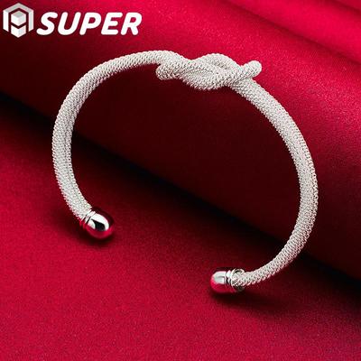 925 Sterling Silver Interwoven Web Bangle Bracelet Jewelry