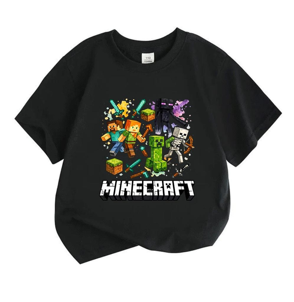 Kids Boys Girls Crew Neck Short Sleeve T-Shirt, 100% Cotton Retro Game Character Printed Casual Soft Tees for Children Everyday Wear Top