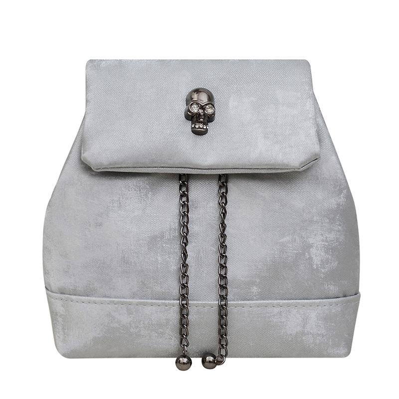

Осінній новий текстурований насос із сумкою-відром, персоналізований рюкзак із ланцюжком із зображенням черепа, модна невелика сумка для приміських поїздок із косою сумкою срібний
