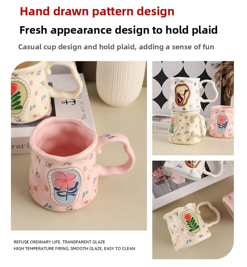 High Value Creative Ceramic Coffee Mug for Women Luxury Home Cafe Cup Exquisite Milk Cup Breakfast Cup Light Luxury