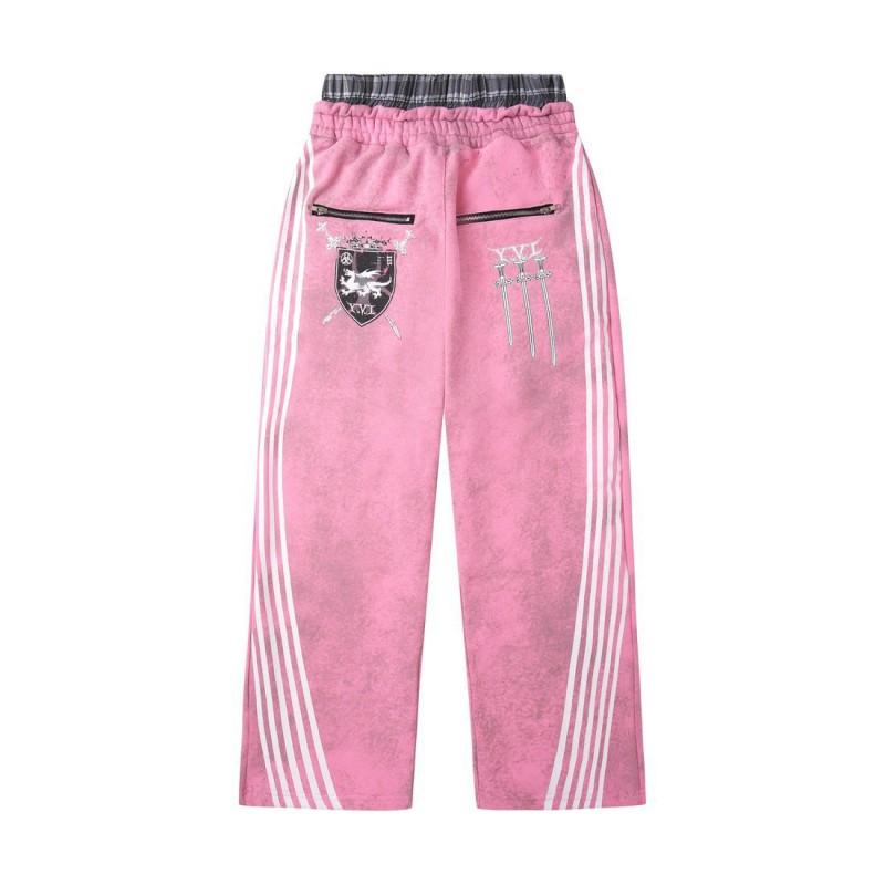Womens Streetwear Hooded Crop Top Wide Leg Pants Set With 3D Print