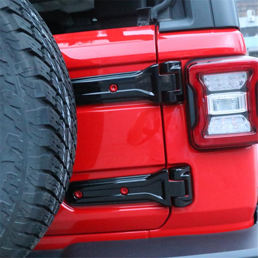 For 2018-2019 Jeep Wrangler JL Black ABS Tailgate Spare Tire Hinge Cover Trim x2