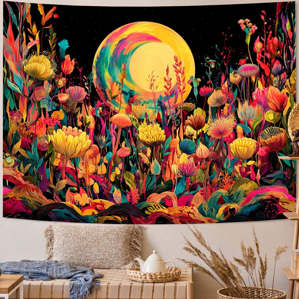 Fantasy Moonlit Flower Scenery Digital printing polyester wall hanging tapestry decorative Living room bedrooms background gift