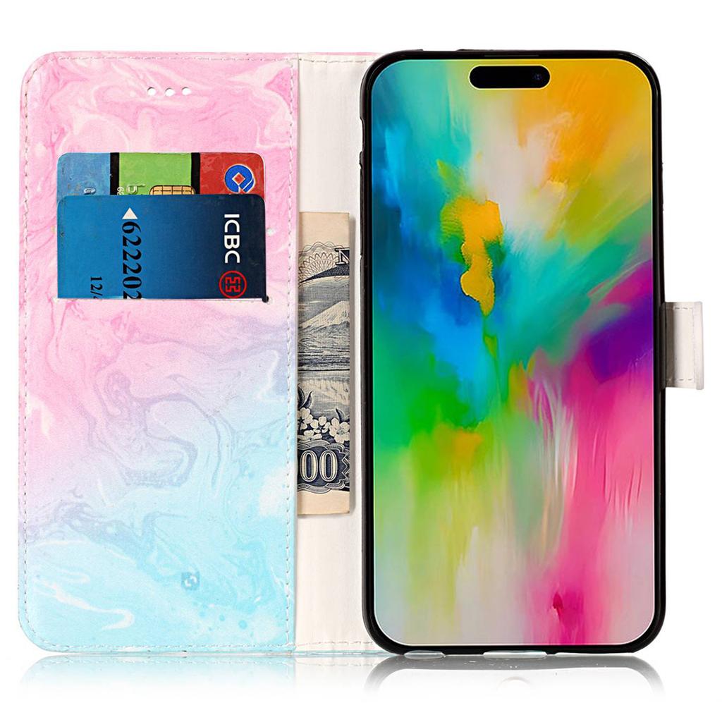 For iPhone 16 Case Pattern Stand Leather Phone Cover Card Slots Design