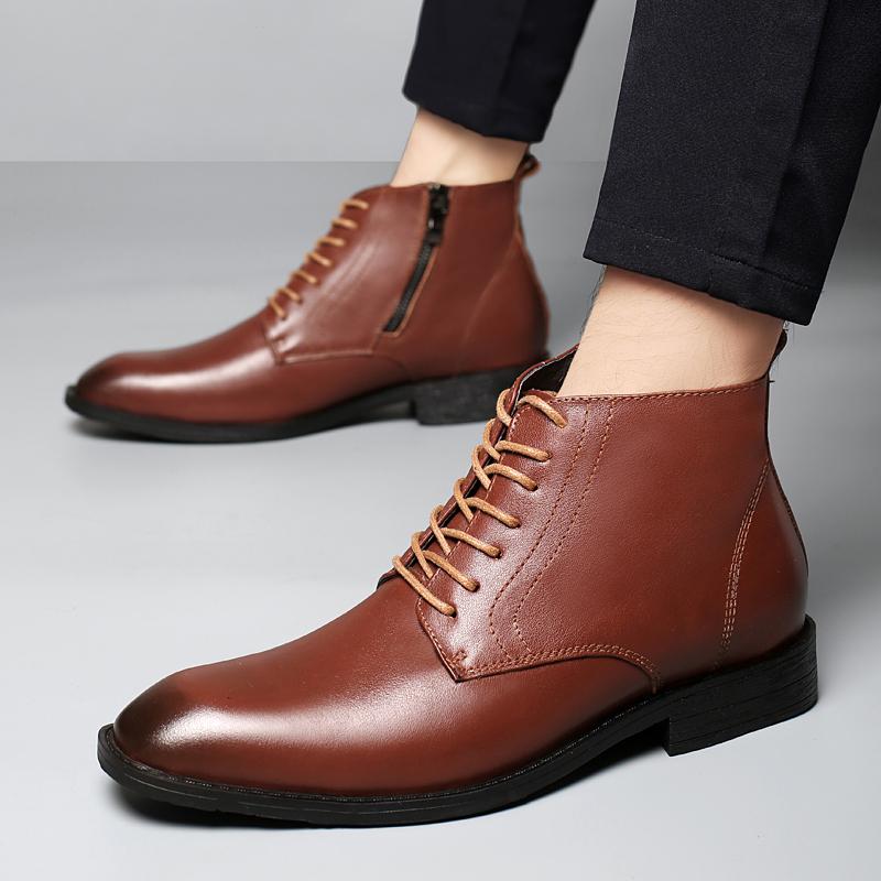 Premium Handcrafted Full-Grain Leather Oxford Boots, Classic Dress Shoes, Sleek Formal Style for Business Meetings & Office Wear