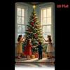 Christmas Tree Metal Sign  Retro Square Iron Wall Art with Festive Holiday Scene Perfect for Home Bar Garage Club