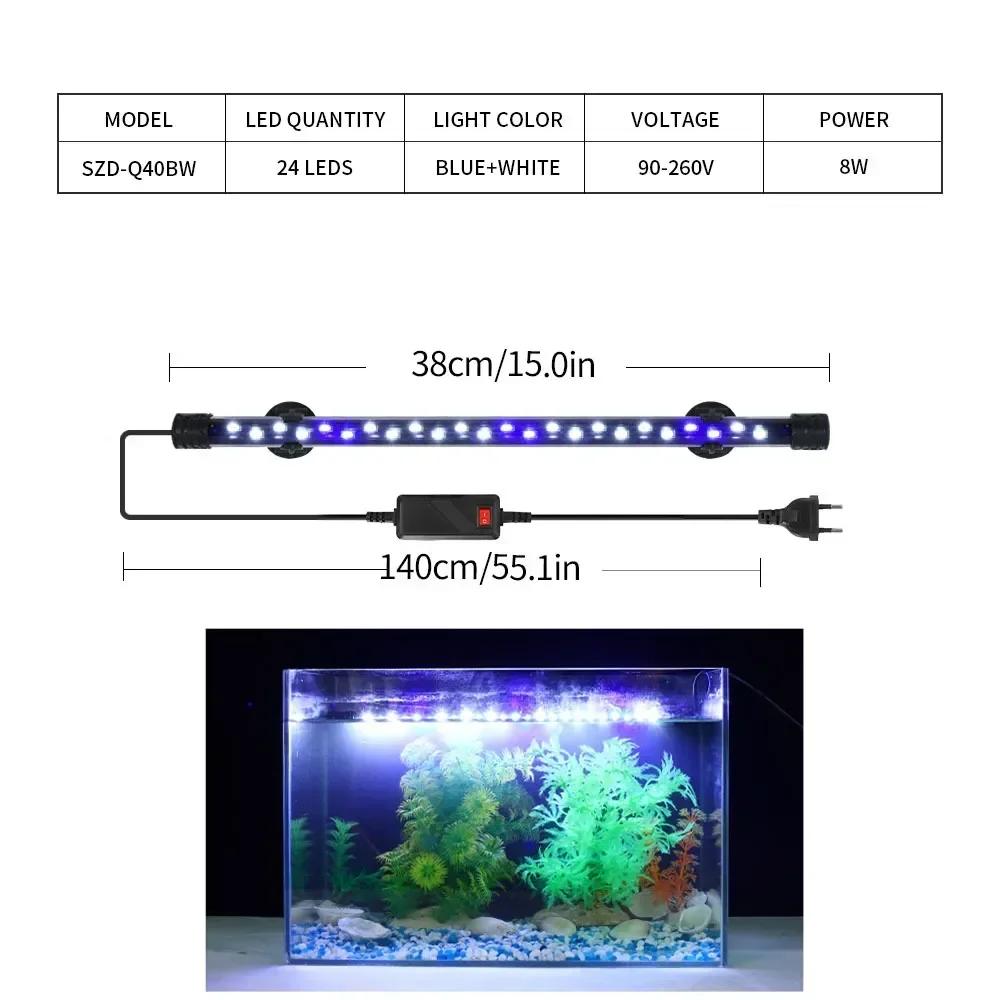 Luz LED Impermeable para Acuario Lámpara de Crecimiento para Plantas Iluminación Subacuática para Pecera Para Accesorios de Decoración de Acuarios 90-260V