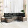 vidaXL Garden Sofa Set 6 Pieces with Grey Cushions Poly Rattan Acacia 3356789