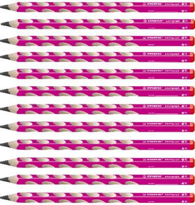 STABILO Zeichenlernstift Easy Graph 2B Rosa Rechtshänder Dreieckige Haltung Korrektur Namensfeld Kinder Kleinkinder Jungen Mädchen 12 Stück