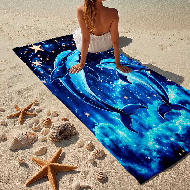 Dolphins In Starry Sky Beach Towel, Super Soft Microfiber, Gift for Her/Him, Birthday, for Pool, Beach, Travel, Home Decor Fan gifts