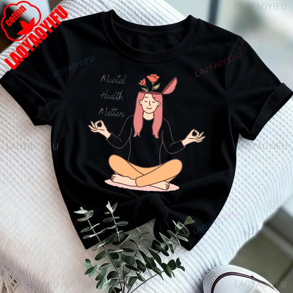 Unisextal Health Matters TShirt Floral Brain Tees Women Loose Clothes Harajuku Tees Y2k Top Graphic T Shirts Ropa Mujer Tops S