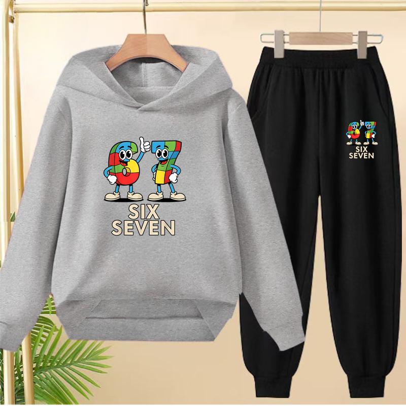 Set Autunnali e Invernali per Bambini e Bambine dai 3 ai 12 Anni, 67 Felpe Sportive Cartoni Animati, Pantaloni Lunghi e Affascinanti Pullover con Cappuccio