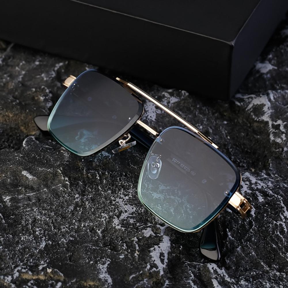 New Rectangular Frame Sunglasses Men's High-end Sunglasses Outdoor Driving Street Photography Trendy Glasses