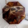 Turtle and Plant Pattern, Automatic Folding Umbrella, Portable and Foldable Design, 8 Ribs, a Christmas or Birthday Gift.