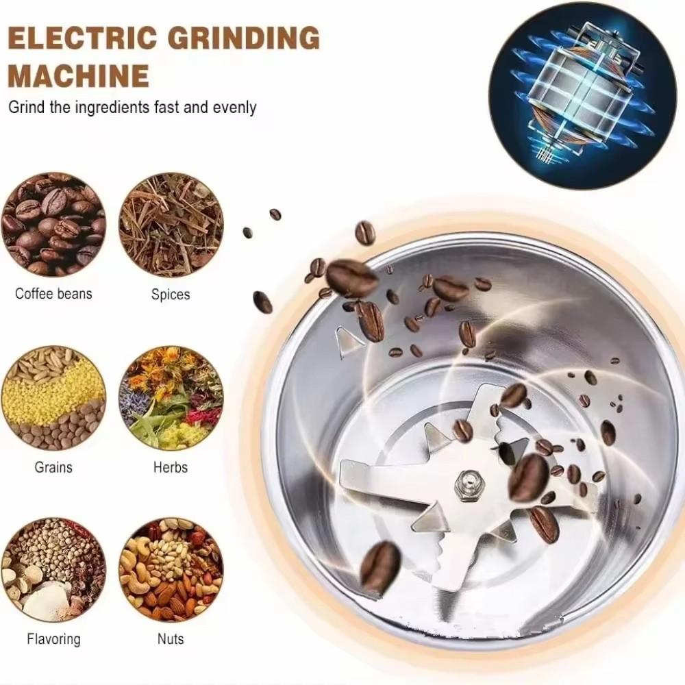 Molinillo de Café Eléctrico Pequeño Multifuncional para Granos Especias Cereales Molienda Rápida Máquina de Acero Inoxidable para Cocina