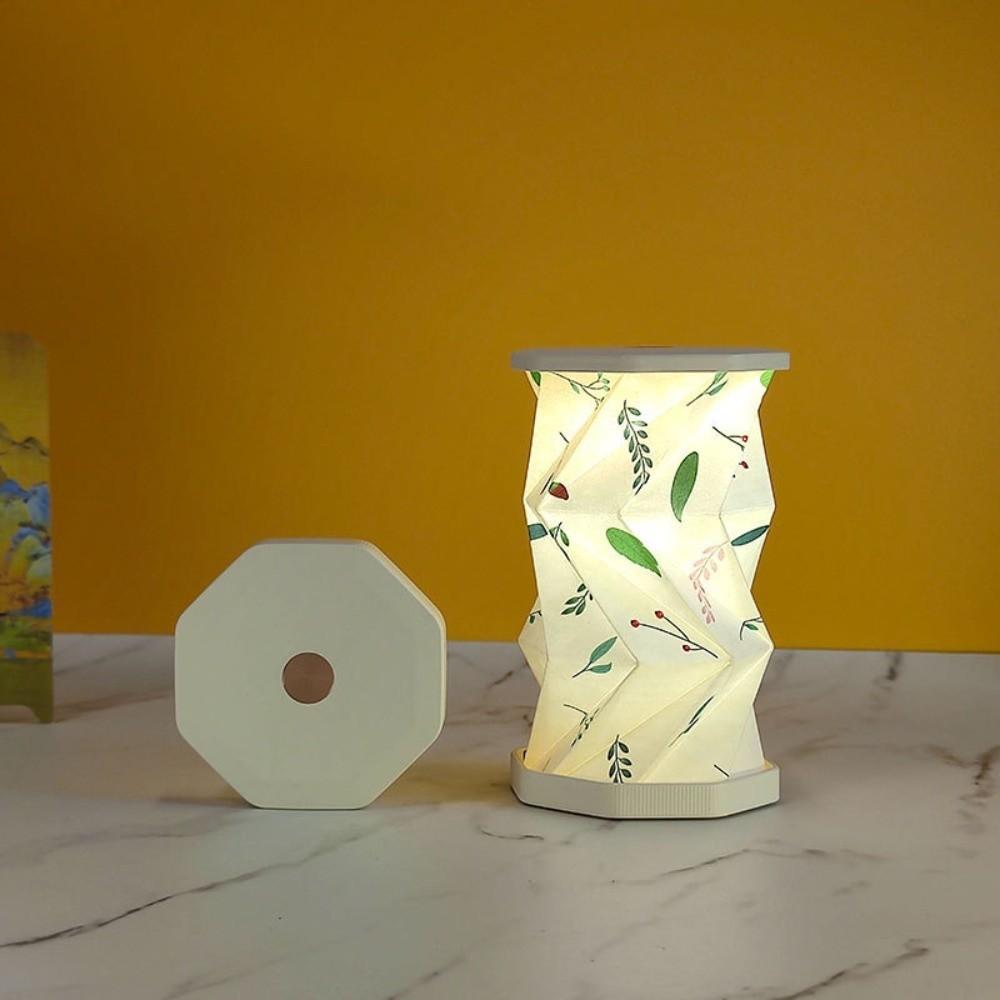 Creative Foldable Paper Latern LED Mini Rotating Light Birthday Gift Dimmable Table Lamp Home