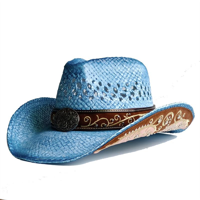 Nouveau Chapeau de Cowboy Western Vintage pour Homme Chapeau de Soleil de Plage Tressage en Paille Fait Main Chapeau Jazz Cowgirl Gentleman Sombrero Hombre
