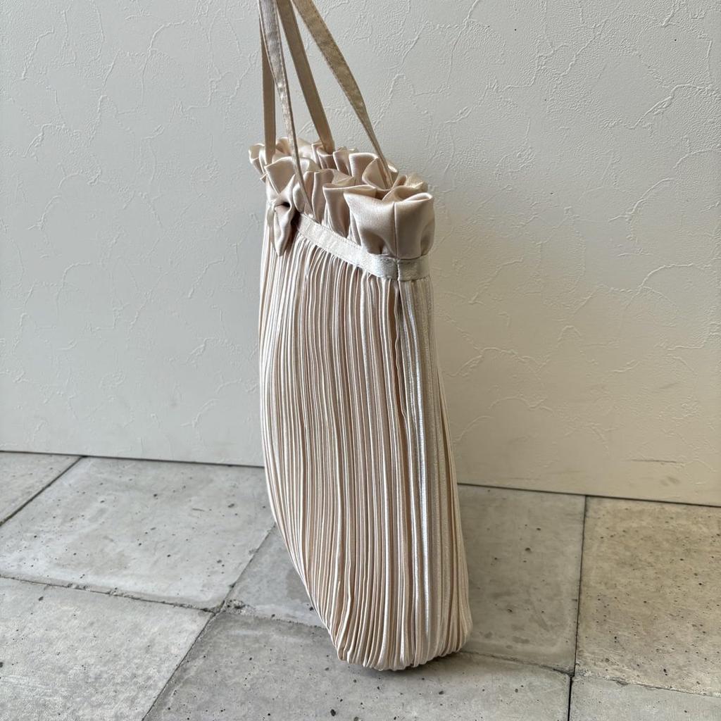 [mauve] Elegant Sub-Bag, A4 Size, Formal Pleated Tote (Gold)