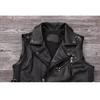 Chinese Size Biker Vest Top Layer Cowhide Leather Vest Men's Slim Short Motorcycle Clothing Riding Jacket Sleeveless Genuine Cow Club Vest
