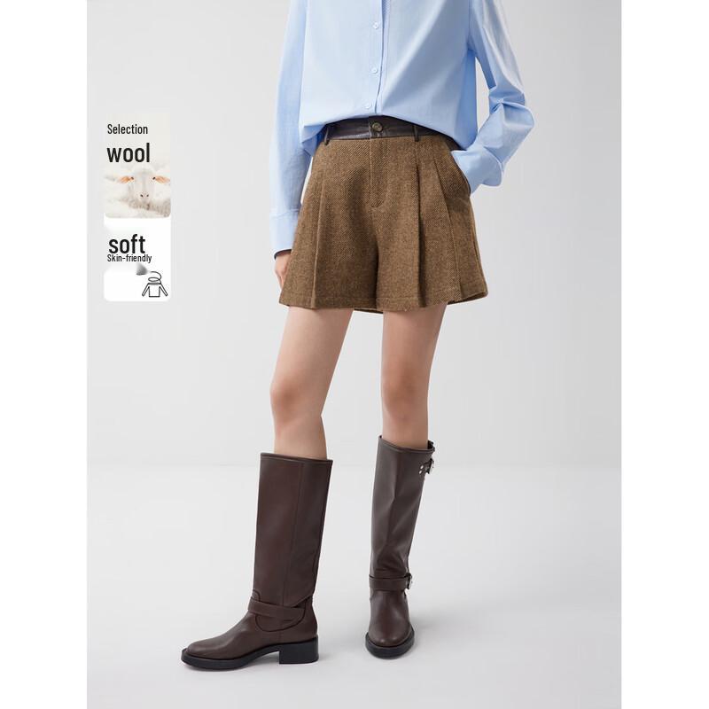 ELLE Lamb Wool Blend Casual Shorts S