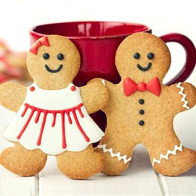 2Pcs Gingerbread Cookie Cutter Aço Inoxidável Biscoito Cortador Molde Bolo De Natal Fondant Pastelaria Molde Xmas Cozinha Ferramentas De Cozimento