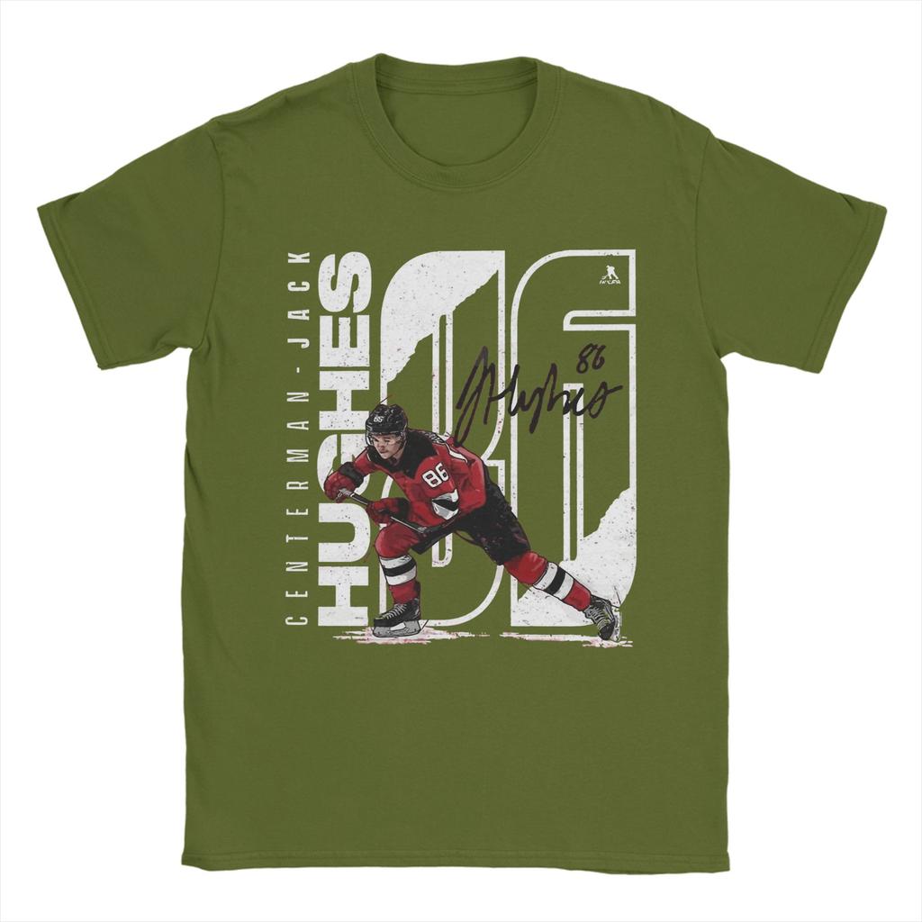 Jack Hughes New Jersey Hockey T Shirt Unisexs Cotton Novelty TShirts Round Neck Tee Shirt Short Sleeve Clothing XL XL