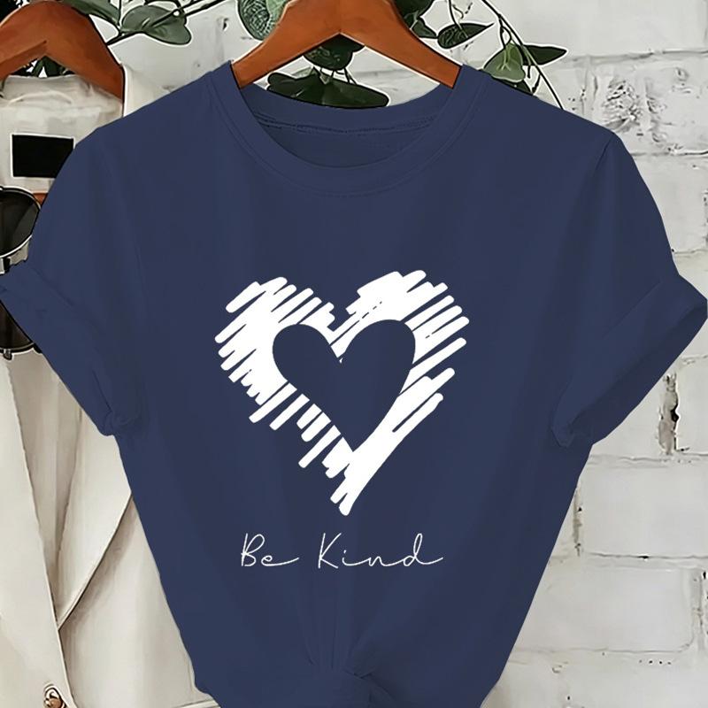 Be Kind Heart Graphic Tshirt Unisex Casual O Neck Short Sleeve Printed Tee Positive Kindness Streetwear Tops For Unisex Unisex