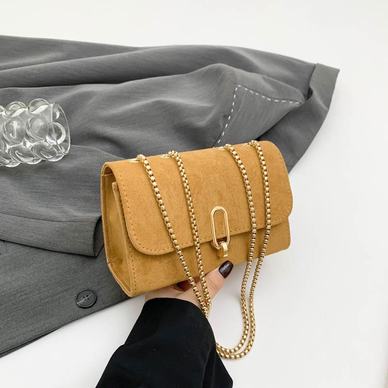 

Иностранный стиль простая личность мода однотонный 2025 весна повседневный ретро замок через плечо маленькая квадратная сумка женщина коричневый