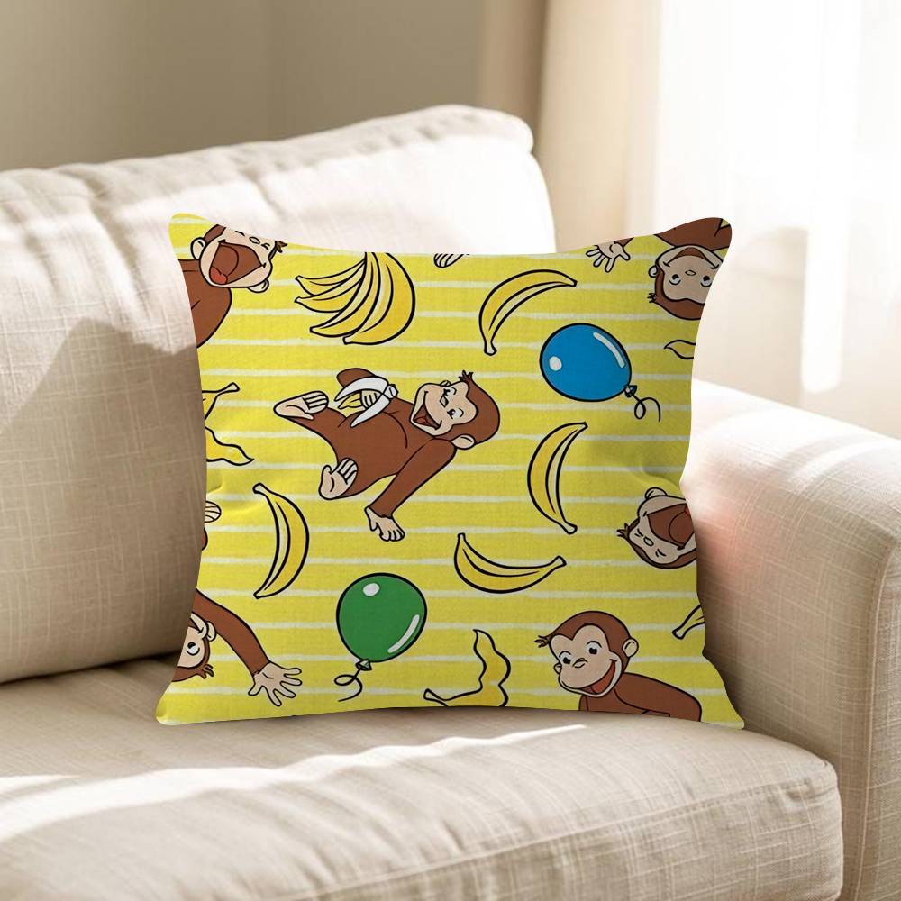 Curious GGeorge Monkey Cushion Cover Pillowcase Upholstery Sofa Throw Pillow Home Decor Pillowcas