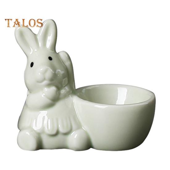 Керамическая подставка для яиц в виде кролика, декор для стола для завтрака, подставка для яиц в виде кролика для яиц всмятку, украшение для дома на Пасху B зелёный
