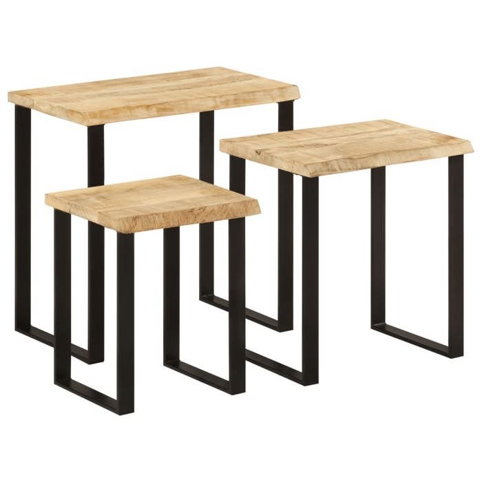 VidaXL Tables Gigognes 3 pcs avec Bord Vivant, Bout de Canapé avec Pied, Table d'Appoint, Meuble de Salon Salle de Séjour, 372762
