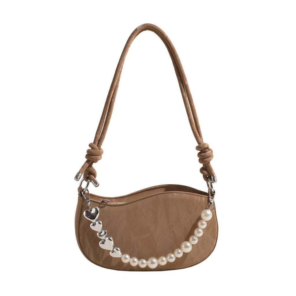 Tasche Damen Perlenkette Ausländischer Stil Unterarmtasche Mode Schultertasche Crossbody Kleine Quadratische Tasche
