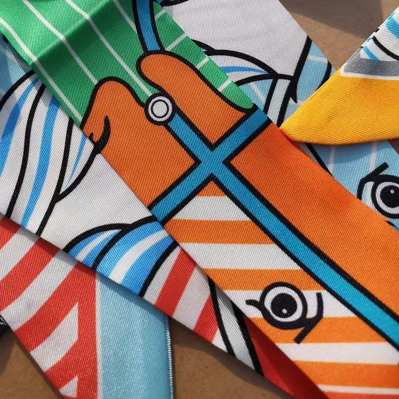 Nuovo Versatile Contrasto di Colore Testa di Cavallo Donna Piccolo Foulard di Seta Donna Borsa da Avvolgere Manico Nastro Twill Fascia per Capelli