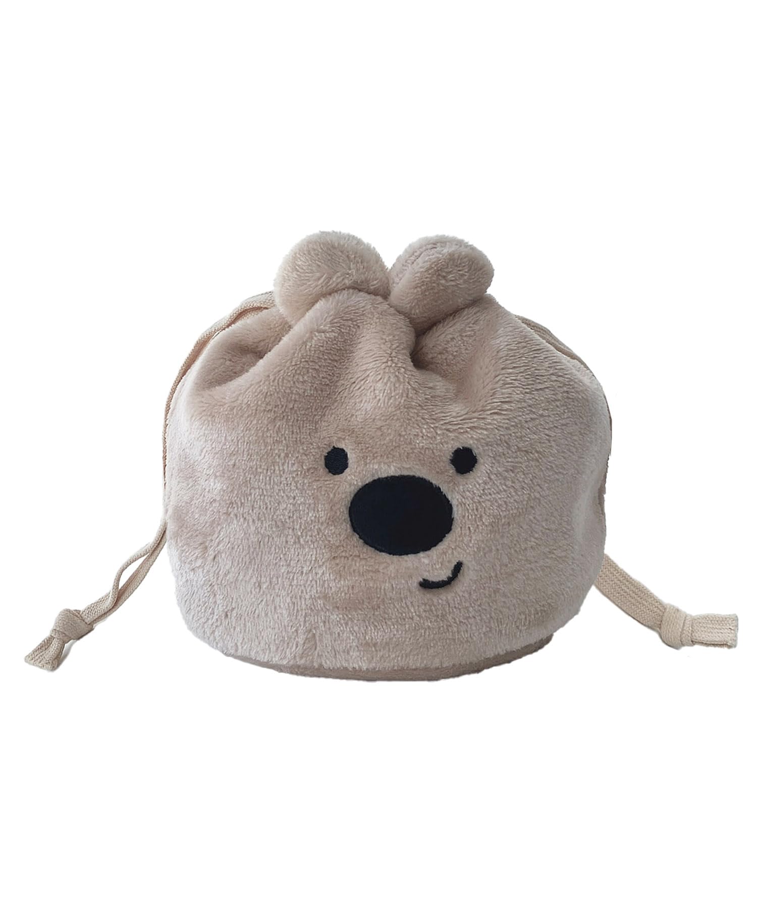AS KNOW AS plus (ASKNOW AS PLUS) ZY8389 Soufflé Animal Drawstring Pouch, Small, Wallaby Design, Fluffy, Cute Animal Design, Small Item Storage,