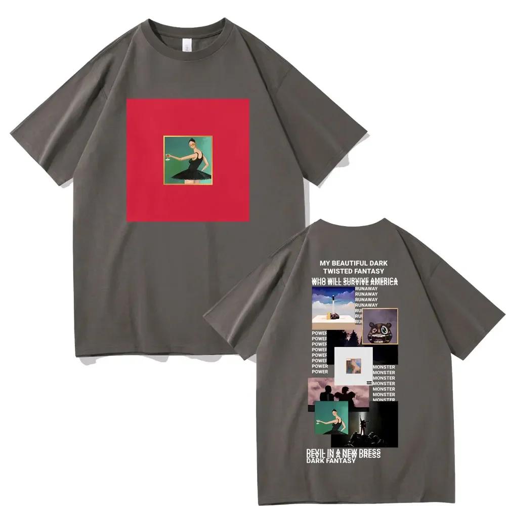 Raper Kanye West Moja Piękna Mroczna Pokręcona Fantazja Koszulka z Okładką Donda The College Dropout Koszulki Unisex Hip Hop Vintage Koszulka
