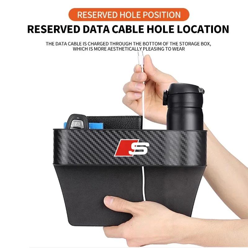 Car Seat Gap Organizer Auto Carbon Fibre Storage Box Accessories for q2 A4 B8 8P A3 A5 A6 C7 A1 A7 A8 A2 Q2 Q3 Q5 Q7 Q8 TT S