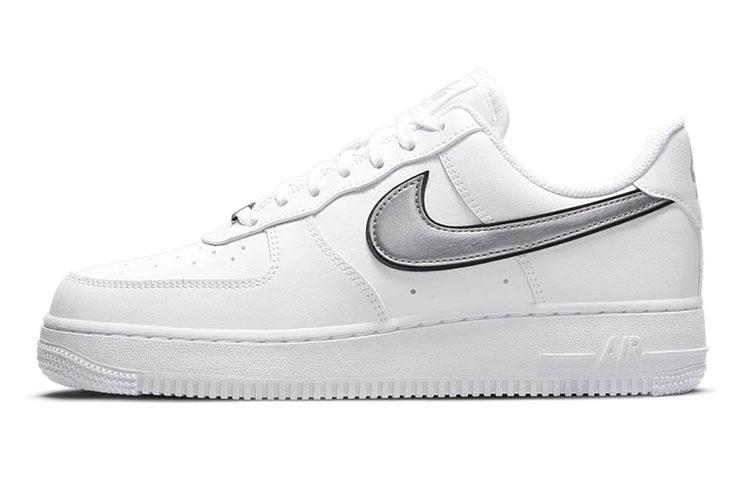 

Nike Air Force 1 Low 07 Essential White Metallic Silver Black Women s DD1523-100 35.5