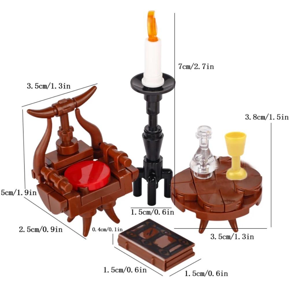 MOC Halloween Building Blocks Model Decorations Medieval Witches Vampires Thrones Kitchen Street Lamps Tombstones Toy Gift S025