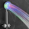 LED Shower Head, Temperature Sensing, Three-color Temperature Control, Round Shape, Round Rod, Handheld Shower Head