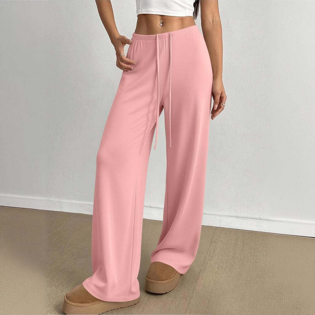 Damen Locker Geschnittene Lässige Weitbeinige Lounge-Hose Schnelltrocknend Weich Dehnbar Yoga-Hose mit Verstellbarem Bundzug für Entspannten Komfort