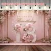 2D Pink Gold 18th Birthday Backdrop, Birthday Party Photography Background Decoration