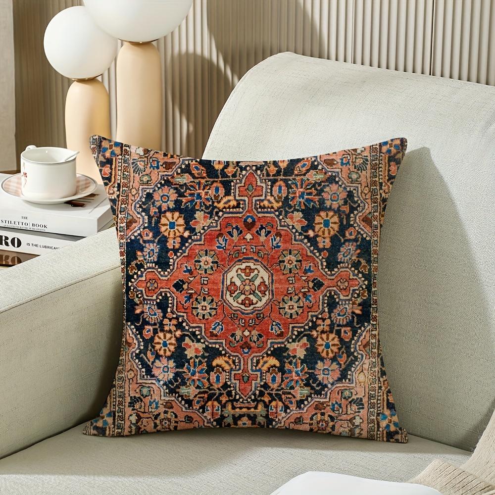 Carpet Pattern Pillow Covers Orange Red Ethnic Design Decorative Cushion Covers For Sofa Bed Couch Livingroom Outdoor Home Decor