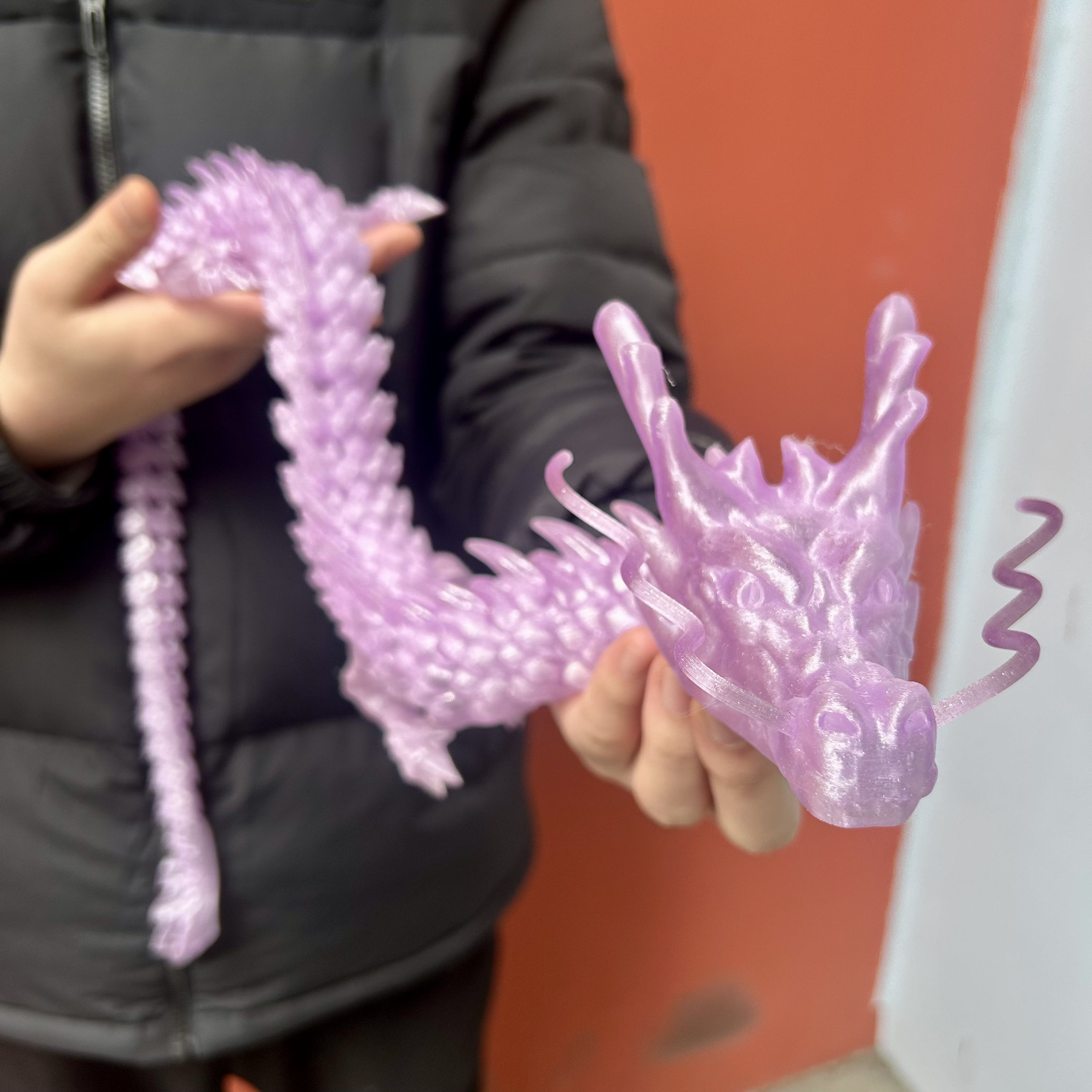3D Printed Chinese Dragon Statue, Flexible 3D Printed Animal, Colorful Figurines Statue, 90Cm/35.43In,60Cm/23.62In,30Cm/11.81In (as the picture,60cm 23.62in)
