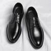 Oxfords Men's Shoe Lace Up Leather Men Dress Shoes Outdor Thick Bottom Black Lace Up Wedding Men Business Formal Shoes Men