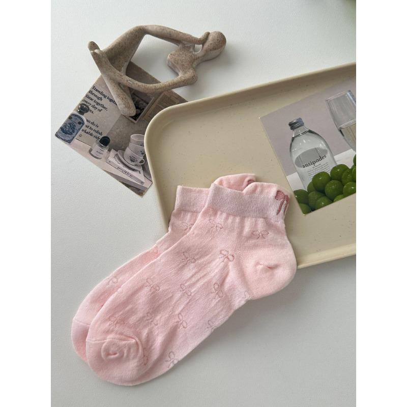 Female Summer Breathable Mesh All Match Heel Bow Short Tube Socks
