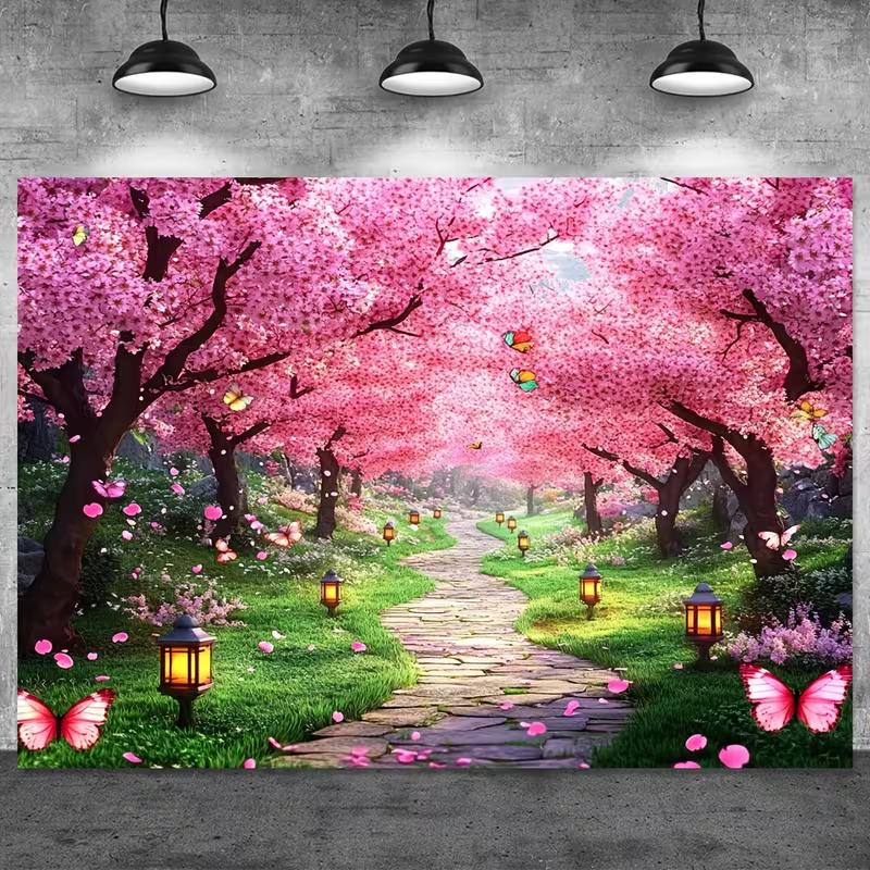 2D Romantická cesta s třešňovými květy Pozadí Květinový tunel Foto pozadí