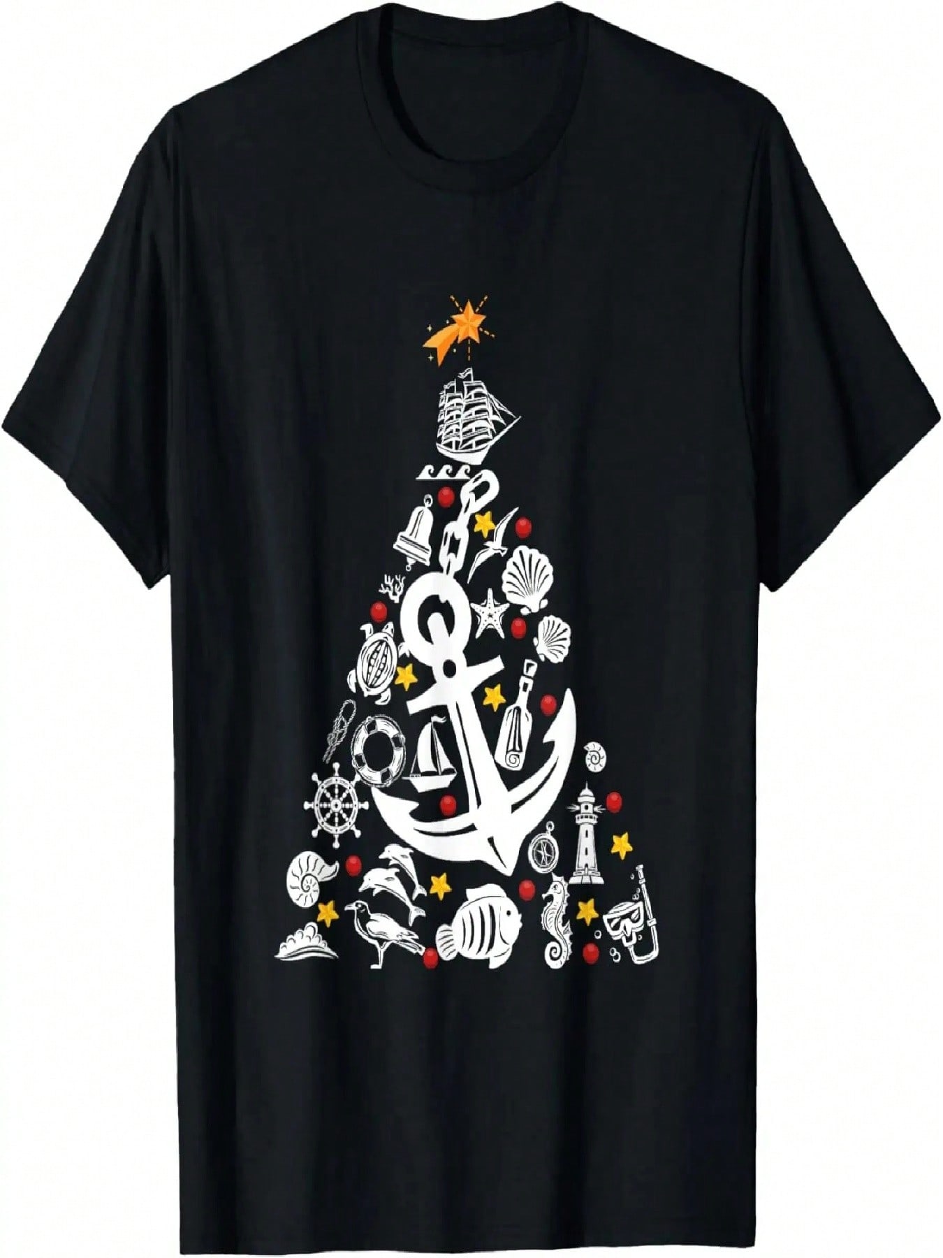 Coastal _ Sea Life Anchor Christmas Tree T-Shirt S разноцветный
