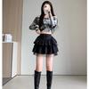 Mini Dress Black Cake Tummy Control Preppy Style A- Line Skirt High Waist Summer Heat Wave Women's Petite Chic Fashion