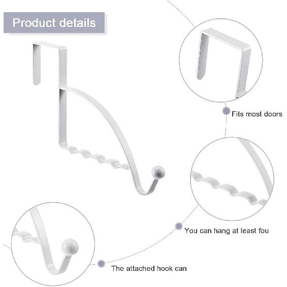 Hotop 2 Pcs Over The Door Hooks Over Door Hanger Sturdy Valet Hooks Mounted Hanging Storage Organizer Rack for Clothes Coats Towels Hats Scarves