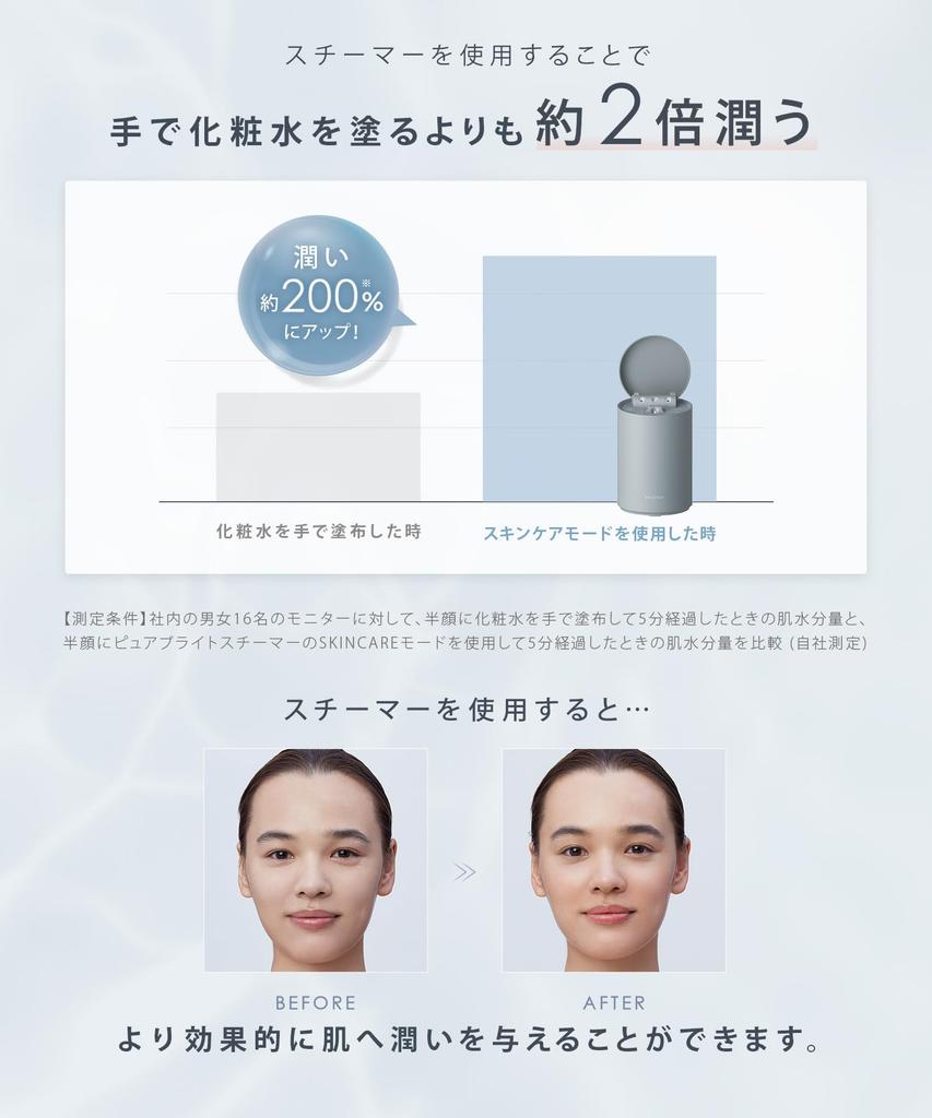 SALONIA Pure Bright Facial Steamer, Facial Steamer, Beige, Amazon.co.jp Exclusive